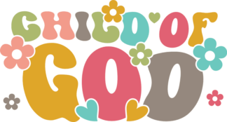 Trendy christians retro floral tshirt design, Child of god - free svg file for members