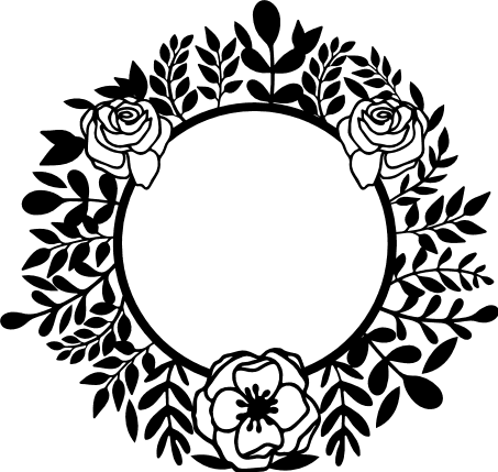 Rose Circle Frame Svg, Rose Svg, Wreath Svg, Flower Svg, Floral