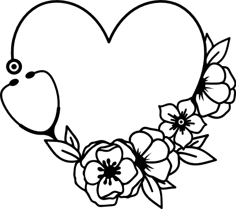 Gift for Nurse, Flower heart with stethoscope clipart image - free svg ...