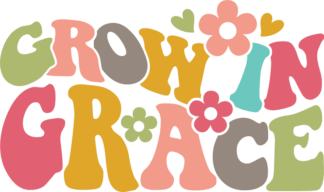 Grow in grace, retro floral tshirt design, bible verse - free svg file for members