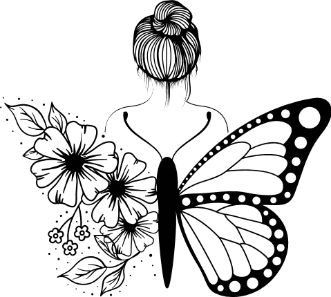 A girl with floral butterfly wings clipart image free svg file