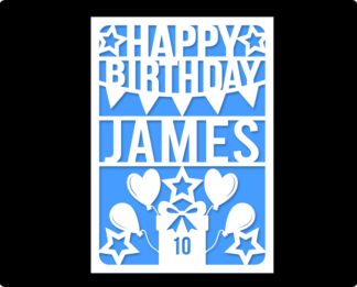 Happy birthday card, custom name greetings card - free svg file for members