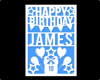 Happy birthday card, custom name greetings card - free svg file for members