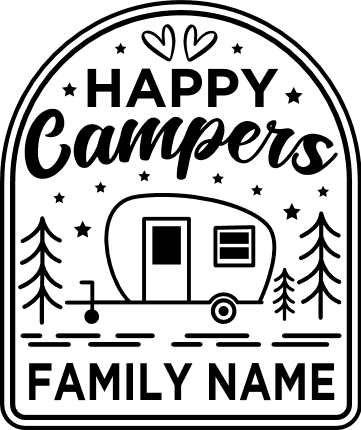Happy campers, double frame, custom family name - free svg file