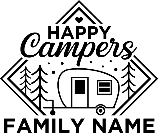custom family name, Happy campers, caravan camping - free svg file for ...