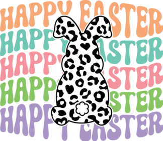 Leopard Bunny, Happy easter, echo text - free svg file for members