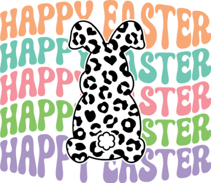 Leopard Bunny, Happy easter, echo text - free svg file for members