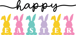 Cute easter bunnies, easter decor, Happy easter - free svg file for members