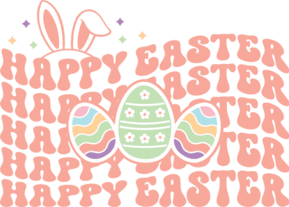 Happy easter, echo stacked text, easter Tshirt design free svg file
