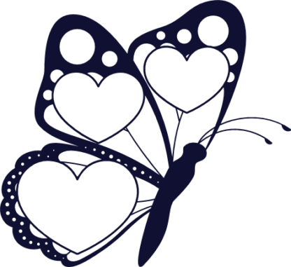 Hearts in the butterfly wings clipart image, monogram frame free svg file