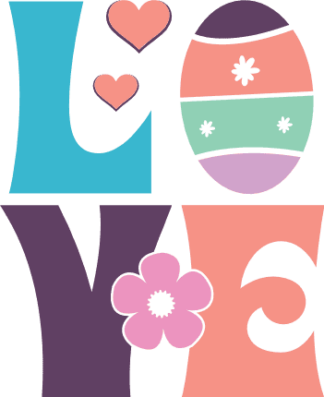 Easter decor, love sign, eggs and flowers free svg file