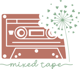 Mixed tape clipart image, heart dandlions free svg file