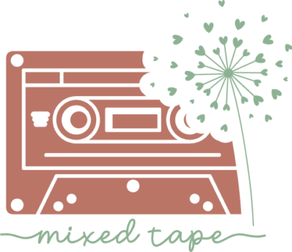 Mixed tape clipart image, heart dandlions free svg file
