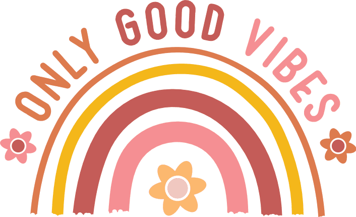 Only good vibes, retro, rainbow, positive quotes free svg file - SVG Heart