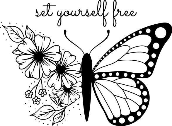 Set yourself free, beautiful butterfly clipart image, positive