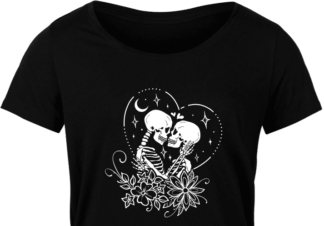 Hugging skeletons, couple in a floral heart clipart image - free svg file for members