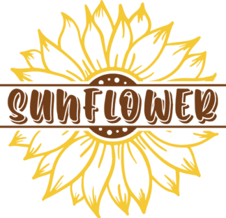 Sunflower split custom name frame, sunflower monogram - free svg file for members