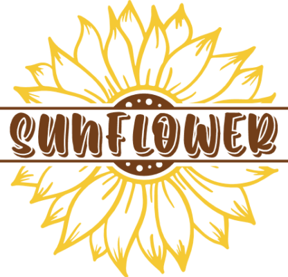 Sunflower split custom name frame, sunflower monogram - free svg file for members