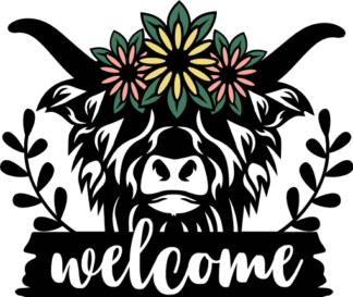 highland cow, farmhouse welcome sign - free svg file for members