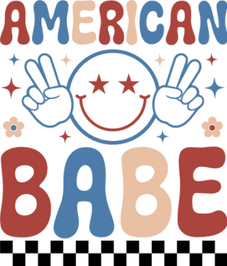 American babe, smiley emoji, peace fingers, groovy text  - free svg file for members