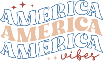 America vibes,  4th july shirt design, echo wavy stacked text - free svg file for members