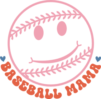 Smiley emoji clipart image, Baseball mama, tshirt design for a baseball fan mom free svg file