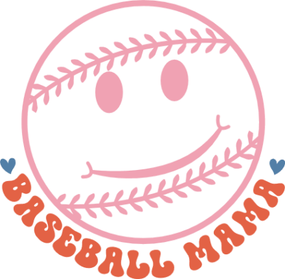 Smiley emoji clipart image, Baseball mama, tshirt design for a baseball fan mom free svg file