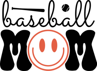 Baseball mom, baseball ball and bat, smiley emoji free svg file