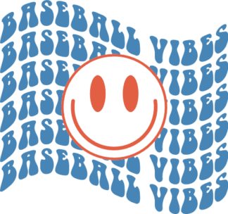 Baseball vibes, echo stacked text, smiley emoji free svg file