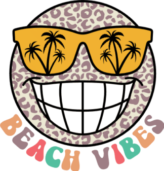 Leopard smiley face with sunglasses clipart image, Beach vibes - free svg file for members