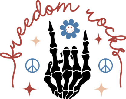 Freedom rocks, skeleton hands,  patriotic 4th july shirt design - free svg file for members