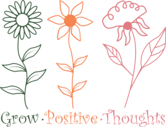 Grow positive thoughts, flowers outline clipart image free svg file