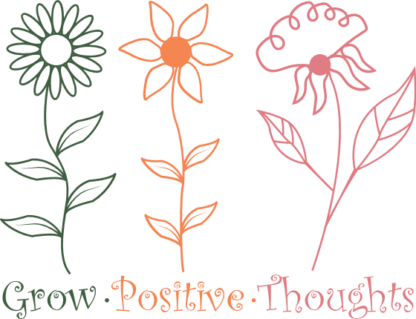 Grow positive thoughts, flowers outline clipart image free svg file