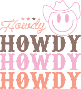 Howdy echo stacked text, Cowboy smiley, western tshirt design - free svg file for members