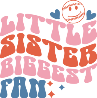 Little sister biggest fan, retro, cute tshirt design for a baseball lover free svg file