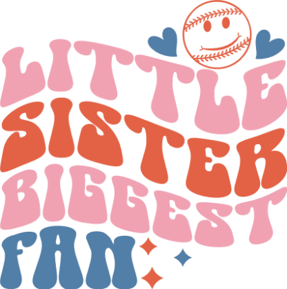 Little sister biggest fan, retro, cute tshirt design for a baseball lover free svg file