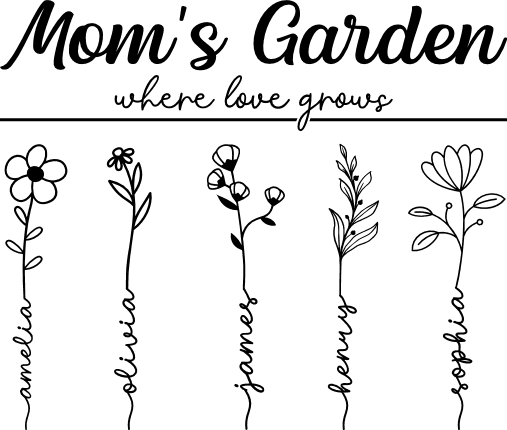 Mom's Garden Where Love Grows, Custom Names Shirt Design - free svg file  for members - SVG Heart