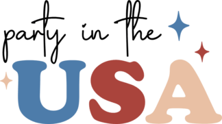 Party in the USA, groovy text, 4th july tshirt design- free svg file for members