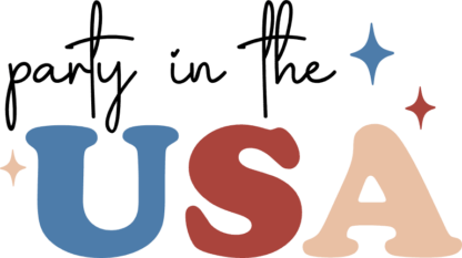 Party in the USA, groovy text, 4th july tshirt design- free svg file for members