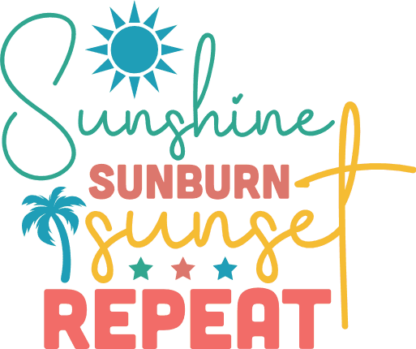 Sunshine, sunburn, sunset, repeat, funny summer quotes tshirt design free svg file