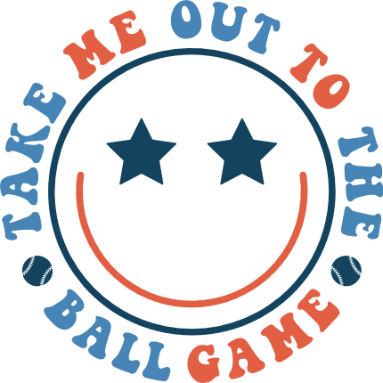 Take me out to the ball game, smiley emoji clipart image, baseball quotes free svg file