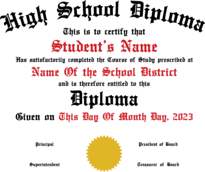 High school diploma Template, personalized, Graduation - free svg file for members