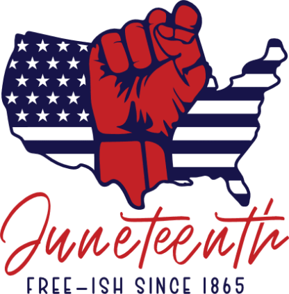 Juneteenth free-ish, since 1865, USA flag and raised fist - free svg file for members
