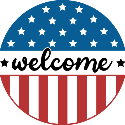 Welcome circle sign, USA flag, 4th of july door decor - free svg file for members