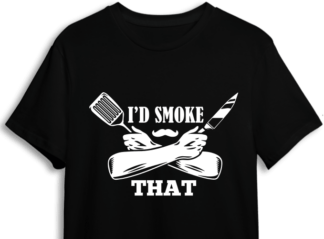 Hands holding spatula and knife, I would smoke that, funny BBQ apron design - free svg file for members