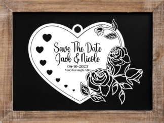 Personalized Wedding date, floral heart frame - free svg file for members