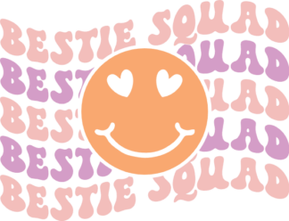 Bestie squad, echo stacked text, emoji, girly tshirt design - free svg file for members