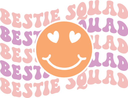 Bestie squad, echo stacked text, emoji, girly tshirt design - free svg file for members