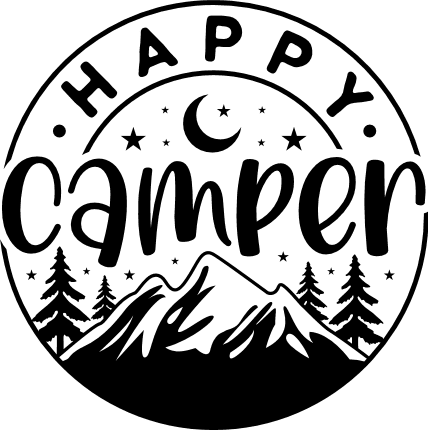 Happy camper, mountains, circle camping t shirt design - free svg file ...
