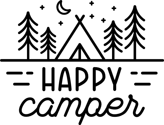 Happy camper sign, trees outline, camping t shirt design - free svg ...